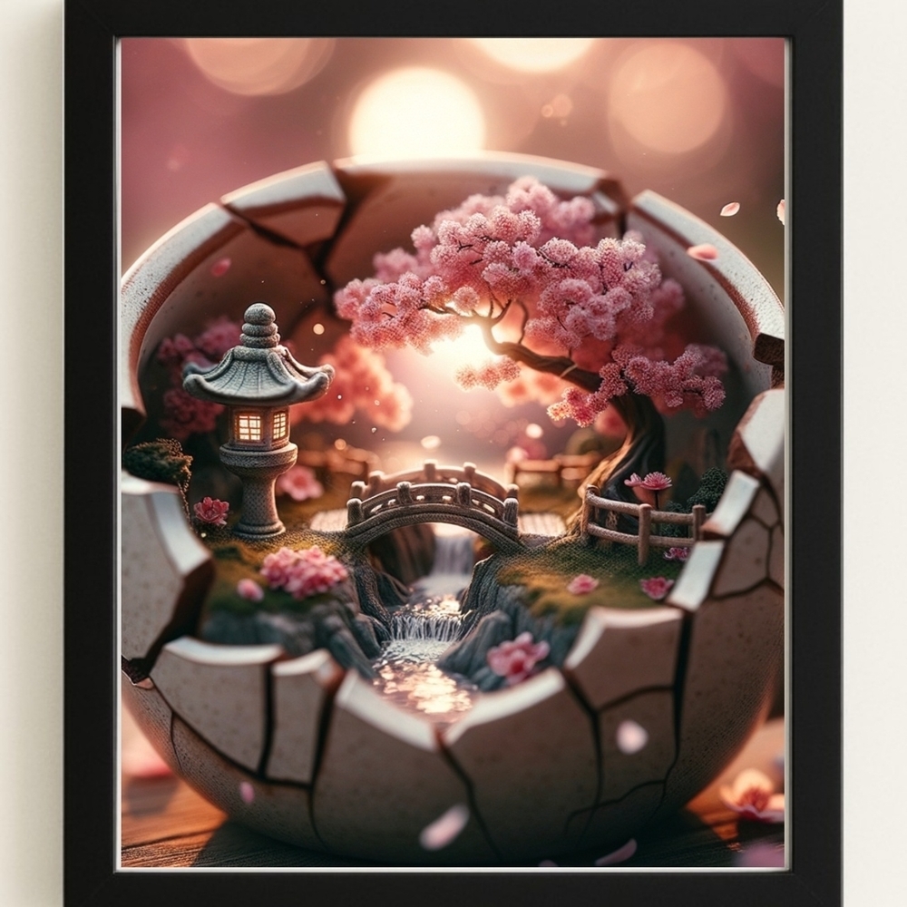 Cherry Blossom Art Print In A Glass Front Frame 8x10